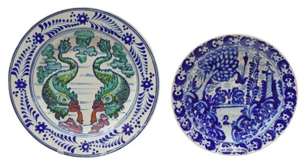 Appraisal: lot of Tin-glazed earthenware chargers Uriarte Talavera Puebla Mexico including