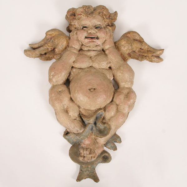 Appraisal: Robert Lohman American - painted cast resin cherub form sculpture