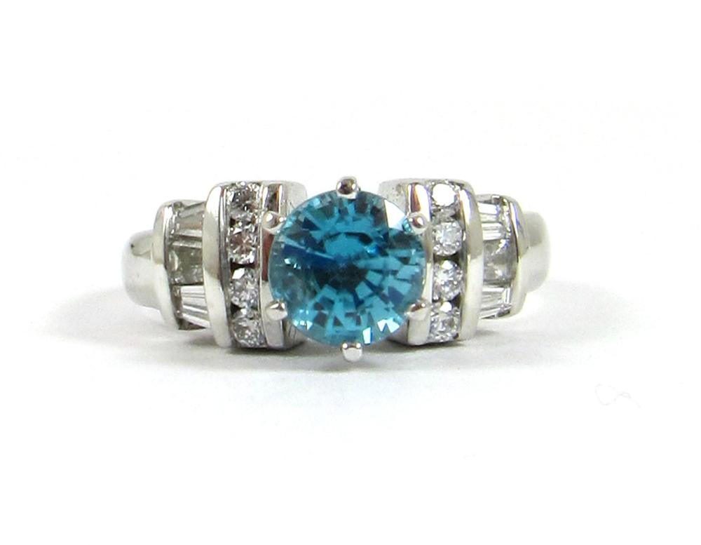 Appraisal: BLUE ZIRCON DIAMOND AND EIGHTEEN KARAT GOLD RING The k