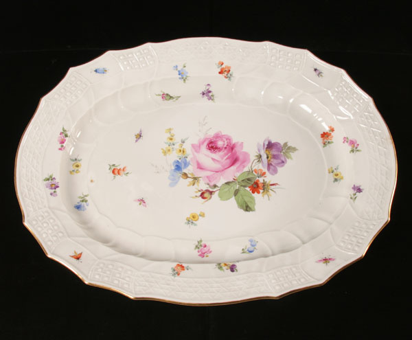 Appraisal: Meissen porcelain serving platter with hand painted floral accents and