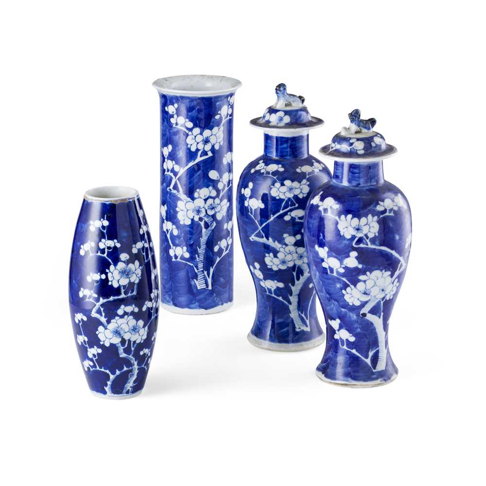 Appraisal: GROUP OF BLUE AND WHITE 'CRACKED ICE AND PRUNUS' VASES