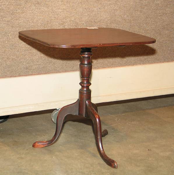 Appraisal: A George III mahogany tilt top tea table restorations height