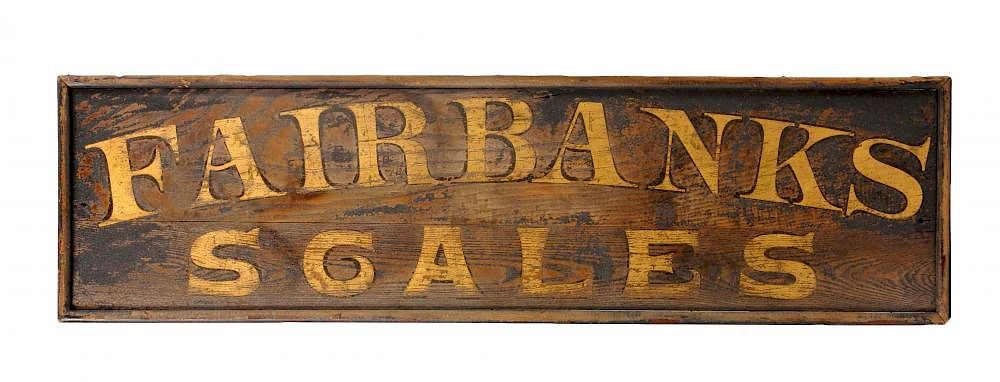 Appraisal: Fairbanks Scales Wooden Advertising Trade Sign This trade sign has