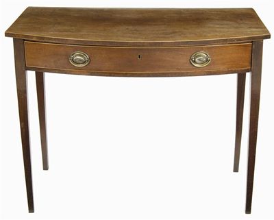 Appraisal: An early th century mahogany bowfront side table inlaid boxwood