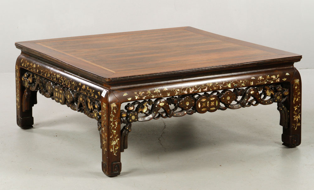 Appraisal: - Antique Chinese Bed Table Antique bed table China huanghuali