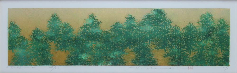 Appraisal: HAJIME NAMIKI JAPANESE - TREE SCENE Woodblock print Framed Provenance