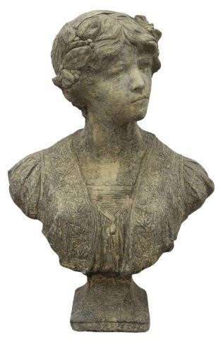 Appraisal: Cast stone garden statuary depicting female bust of Marianne having