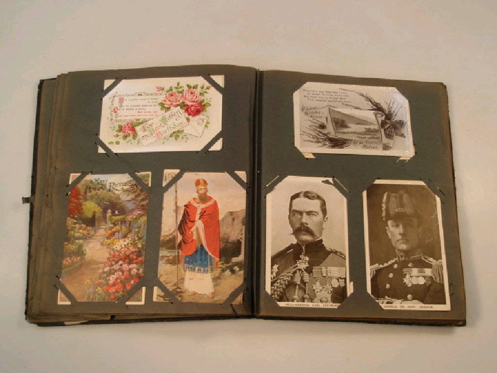 Appraisal: An early thC postcard album containing approx cards mainly greetings