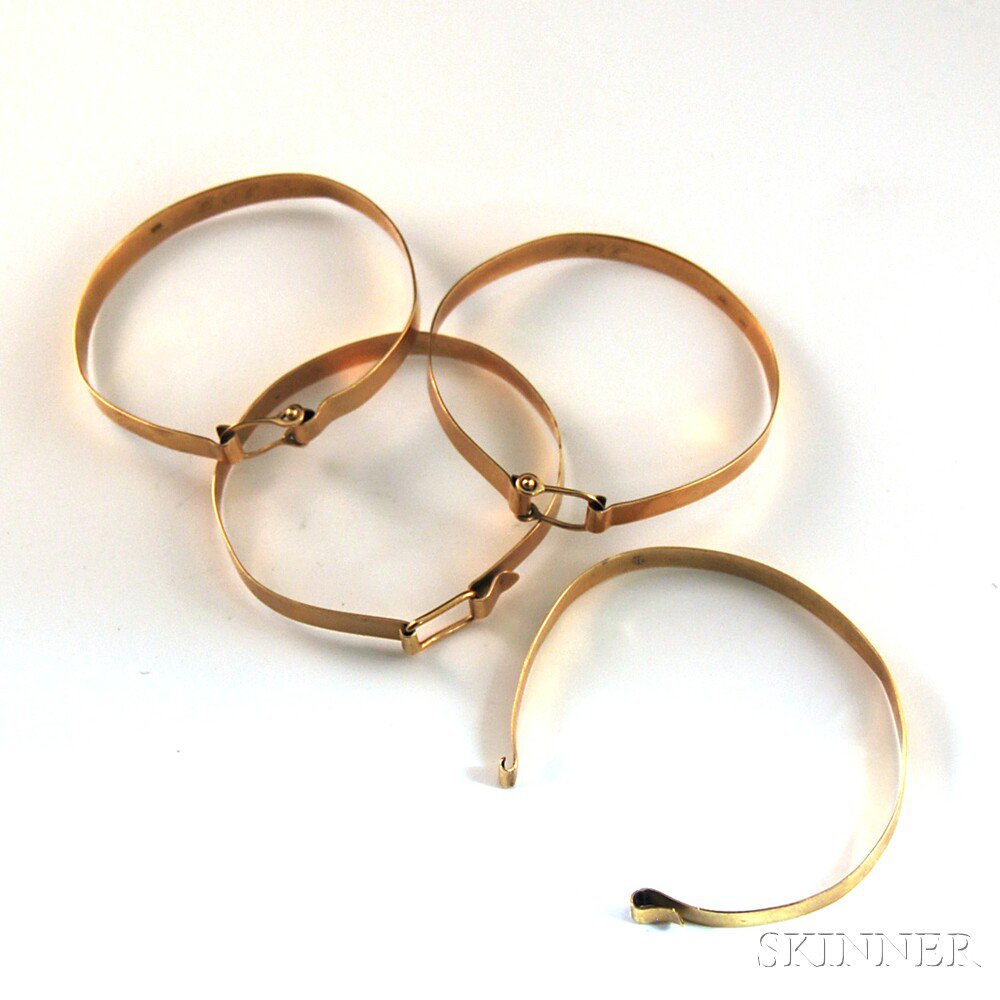 Appraisal: Set of Four kt Gold Buckle Bracelets one missing buckle