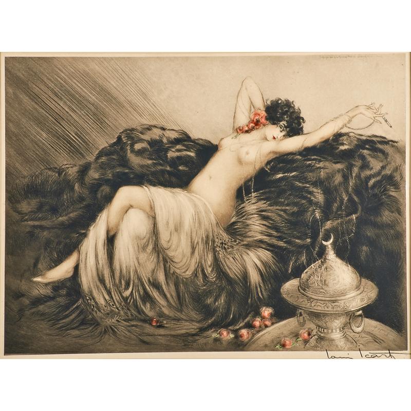 Appraisal: LOUIS ICART French - Etching on paper Smoke framed Signed