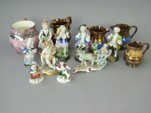 Appraisal: Eight various continental porcelain figures to include a pair of