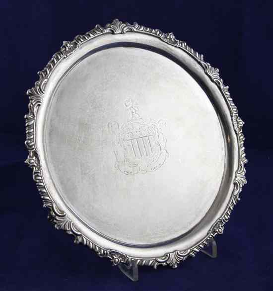 Appraisal: A George III silver salver of circular form with engraved