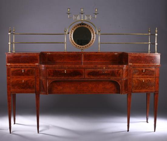 Appraisal: GEORGE III MAHOGANY SIDEBOARD late th century Brass rail centers