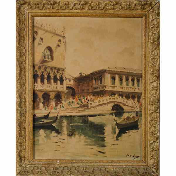 Appraisal: Venetian Canal Painting Oil on canvas early th century depicting