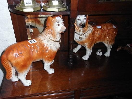 Appraisal: A PAIR OF STANDING STAFFORDSHIRE DOGS high