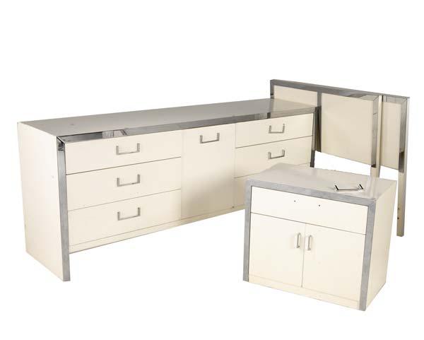 Appraisal: MODERN Four-piece bedroom furniture suite in white laminate and polished