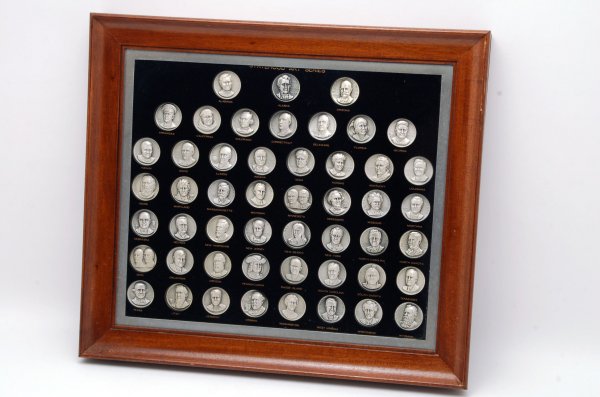 Appraisal: Framed set of Statehood Art medallions each marked Medalic Art