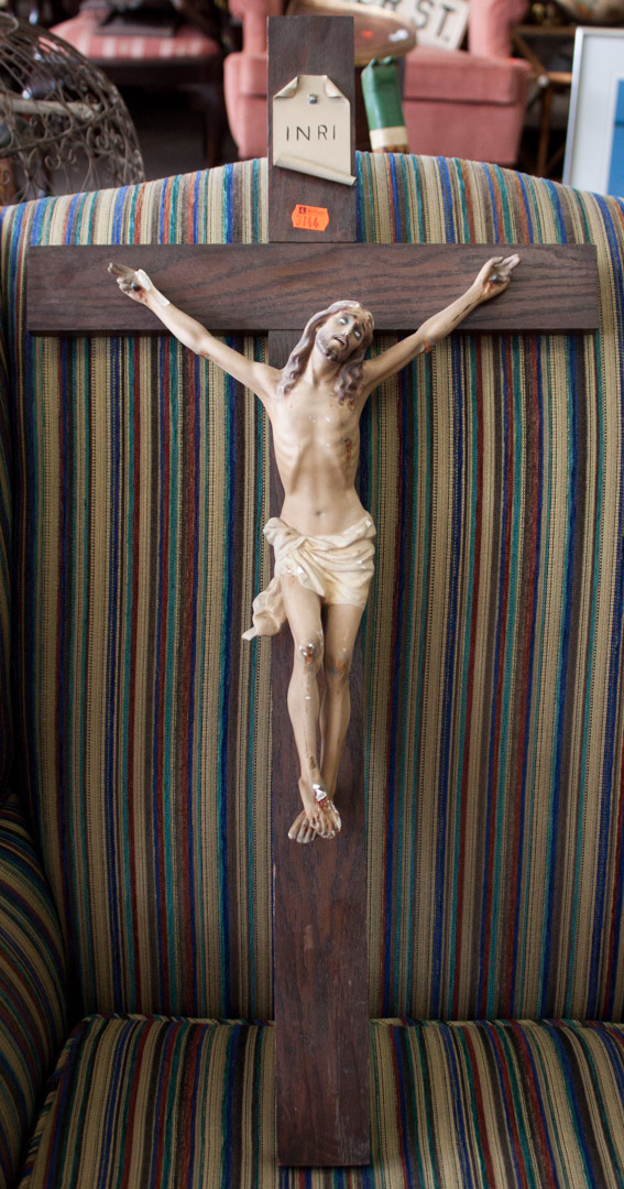 Appraisal: Plaster and wood crucifix as is