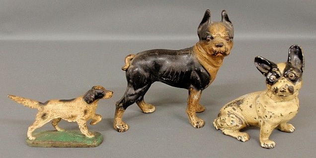 Appraisal: - Three Victorian cast iron dog-form doorstops largest h x