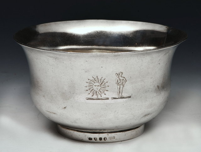 Appraisal: A GEORGE III SILVER BOWL of plain waisted form standing