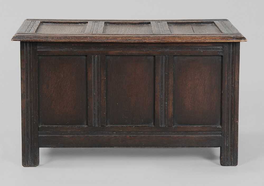 Appraisal: Child-Size Oak Joined Chest British probably th century paneled back