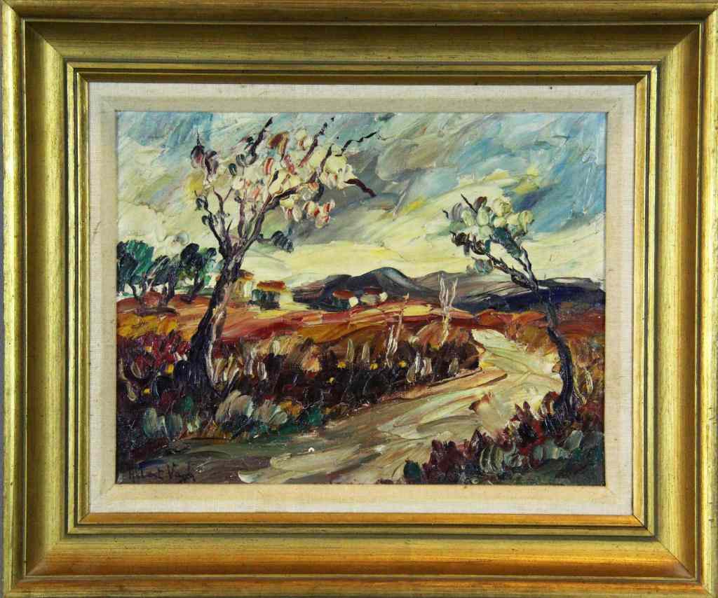 Appraisal: Albert Vagh Oil Painting On CanvasDepicting an impressionistic style landscape