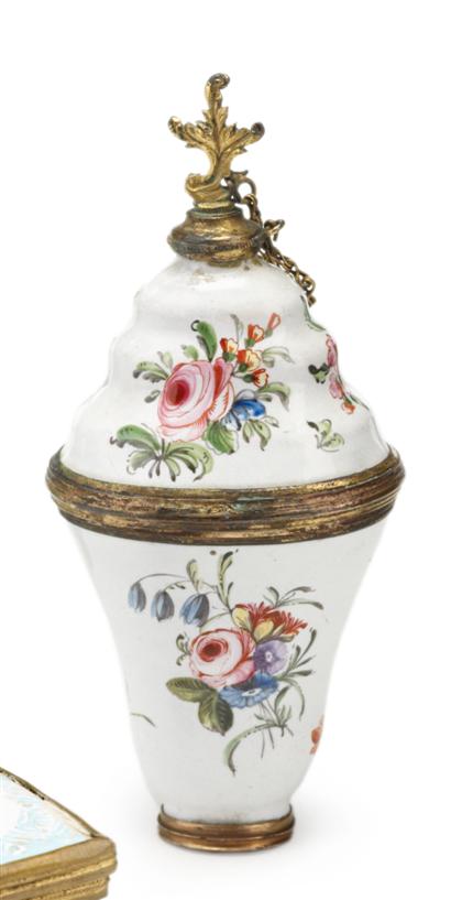 Appraisal: French gilt metal enamel scent bottlelate th century