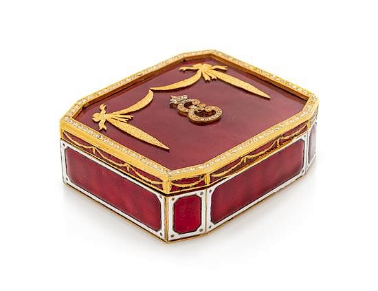 Appraisal: A Continental Gilt Metal and Enamel Table Casket th Century