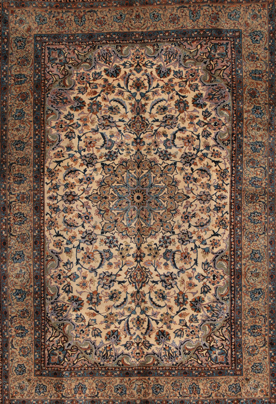 Appraisal: Keshan Rug Third Quarter th Century Beige ground with palmette