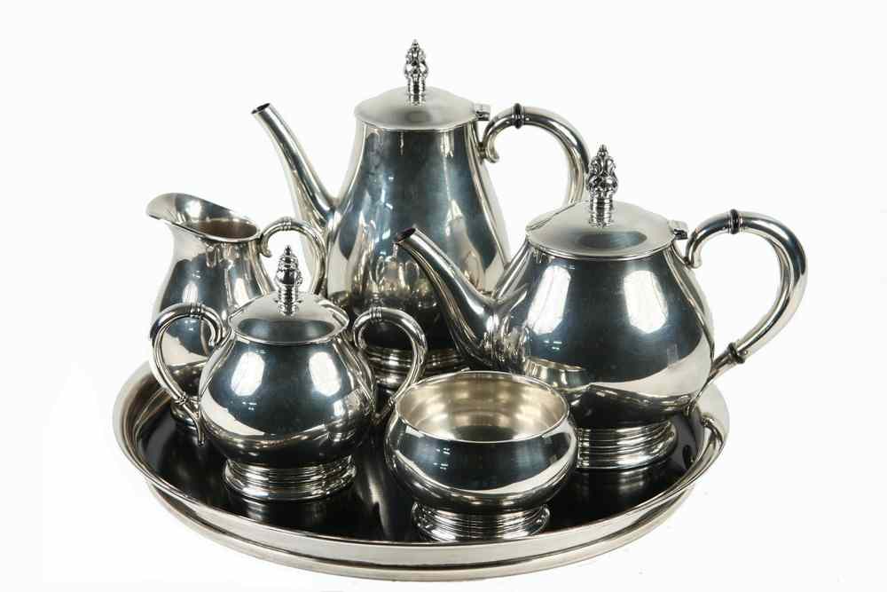 Appraisal: PC STERLING TEA COFFEE SERVICE - Royal Danish USA International