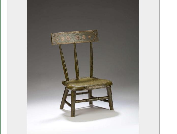 Appraisal: AMERICAN MINIATURE PAINTED AND FLORAL-DECORATED FANCY CHAIR WITH GREEN GROUND