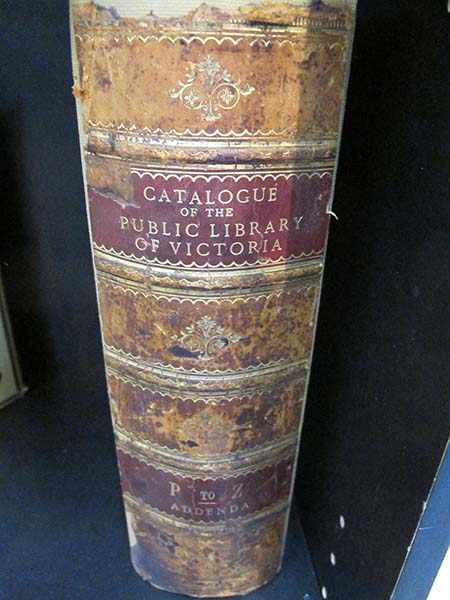 Appraisal: CATALOGUE OF THE PUBLIC LIBRARY OF VICTORIA P TO Z