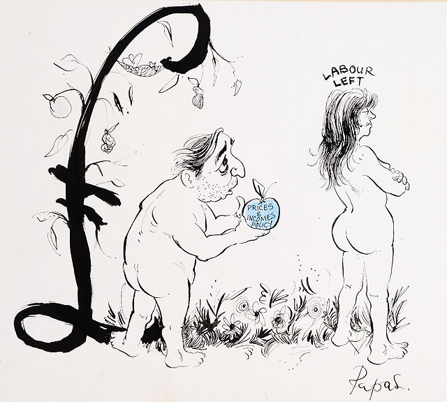 Appraisal: WILLIAM PAPAS - 'Labour Left' signed pen and ink cartoon