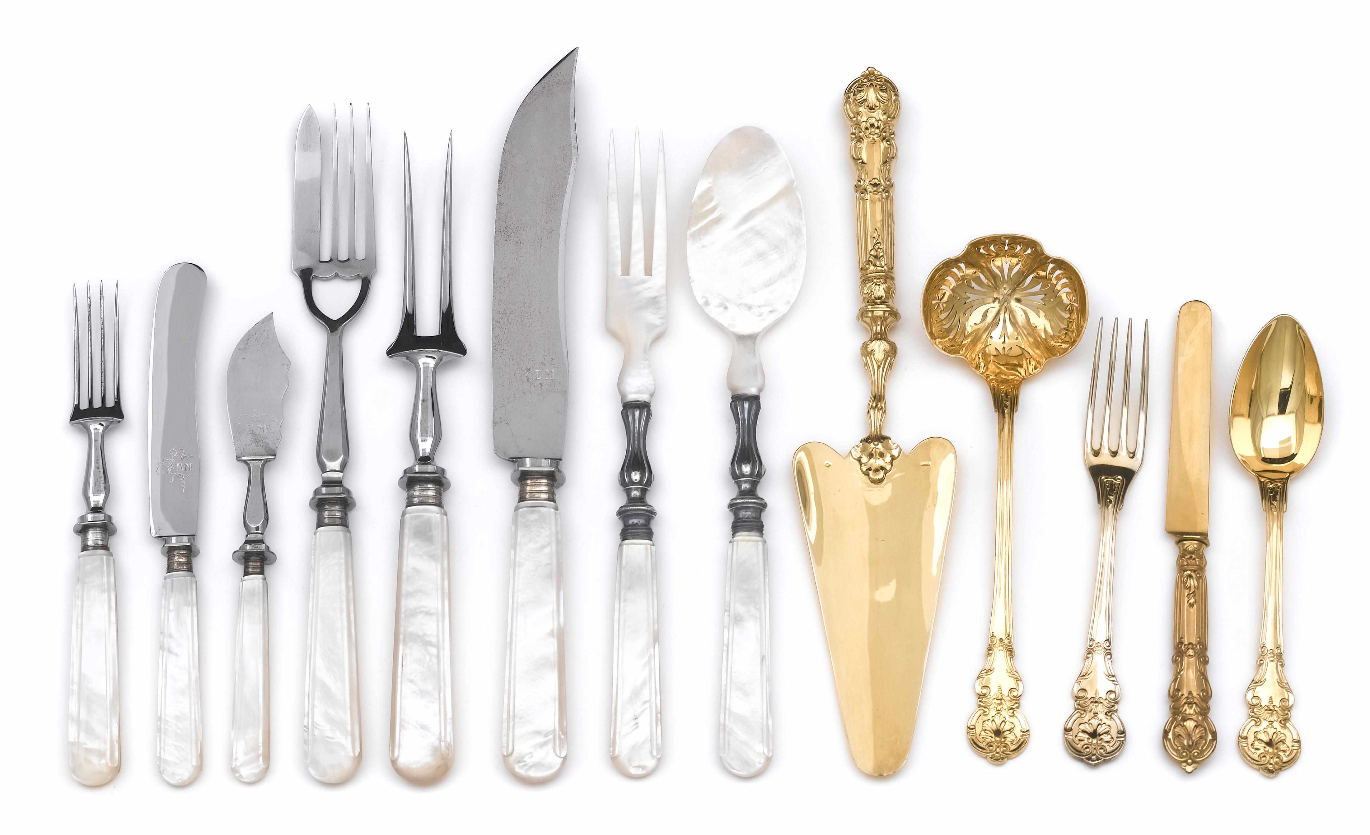 Appraisal: A French gilt metal dessert flatware set Christofle Paris th