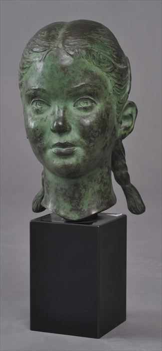 Appraisal: NICOLAUS KONI - HEAD OF GIRL WITH BRAIDS Bronze with