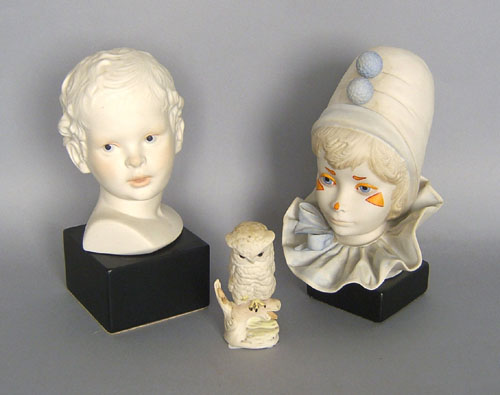 Appraisal: Two Cybis busts h and h together with an owl