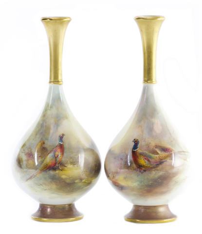 Appraisal: A pair of Royal Worcester vases by James Stinton dated