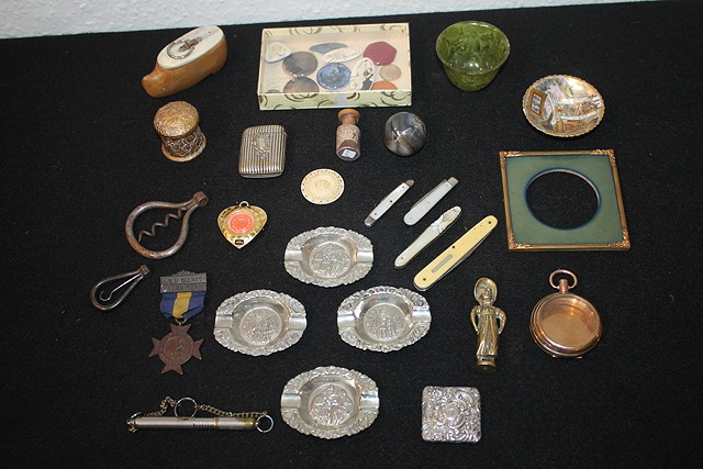 Appraisal: A BOX OF MISCELLANEOUS including a gold plated watch case