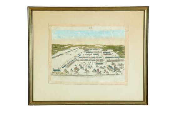 Appraisal: PRINT OF THE BATTLE OF FONTENOY Handcolored engraving on laid