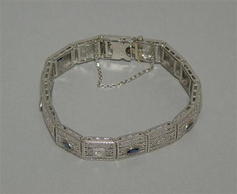 Appraisal: K WHITE GOLD AND PLATNIUM FILIGREE LINK BRACELET each link