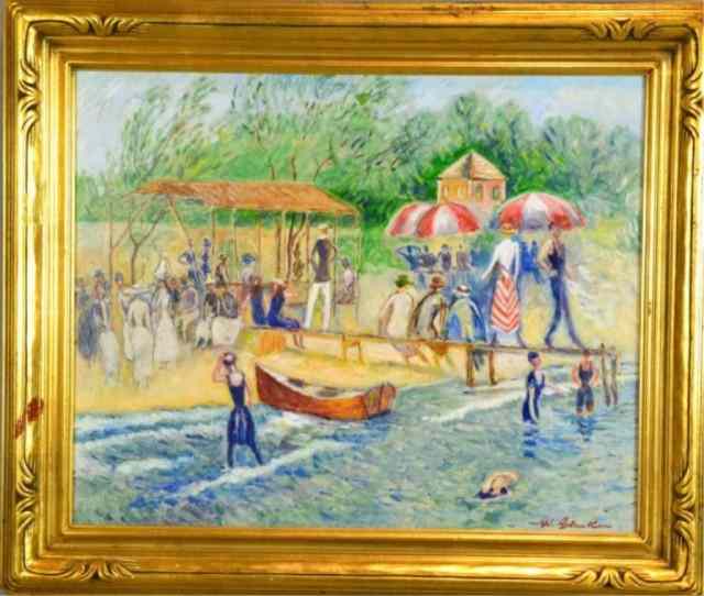 Appraisal: Signed W Glackens Oil Painting On BoardDelightful early th century