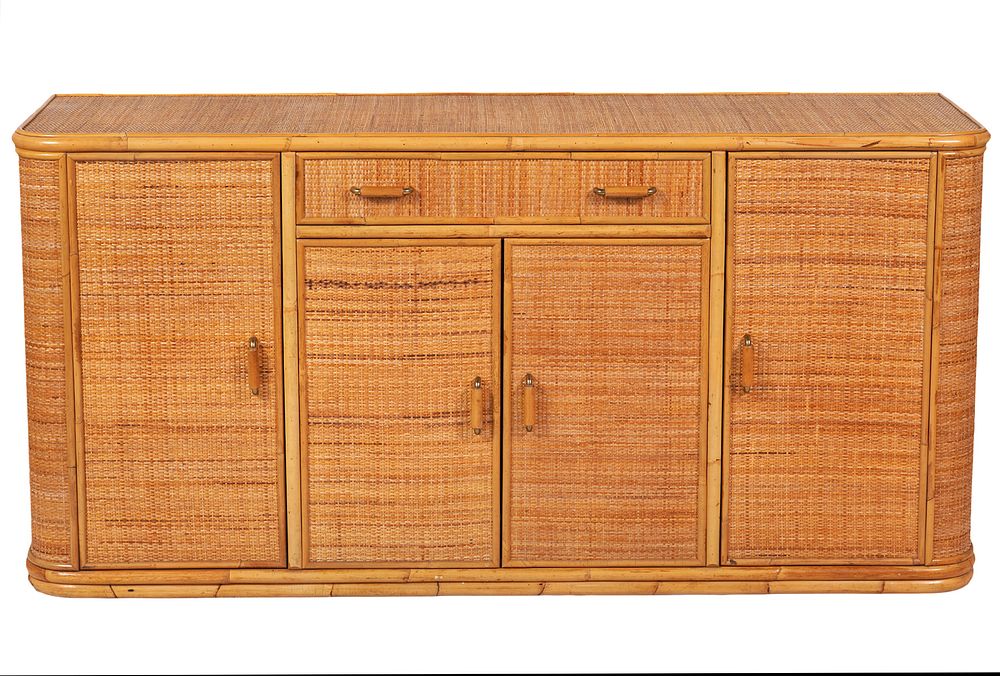 Appraisal: Vintage Italian Bamboo Dresser Sideboard Vintage bamboo Italian mid-century sideboard