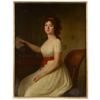 Appraisal: Manner of Gilbert Stuart Portrait of a young woman holding