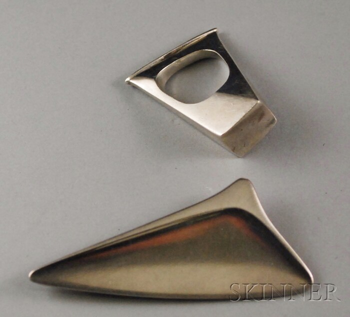 Appraisal: Two Georg Jensen Modernist Sterling Silver Jewelry Items a Henning