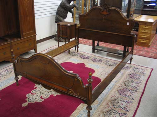 Appraisal: FOUR-PIECE WALNUT BEDROOM SET American c 's comprising double BED