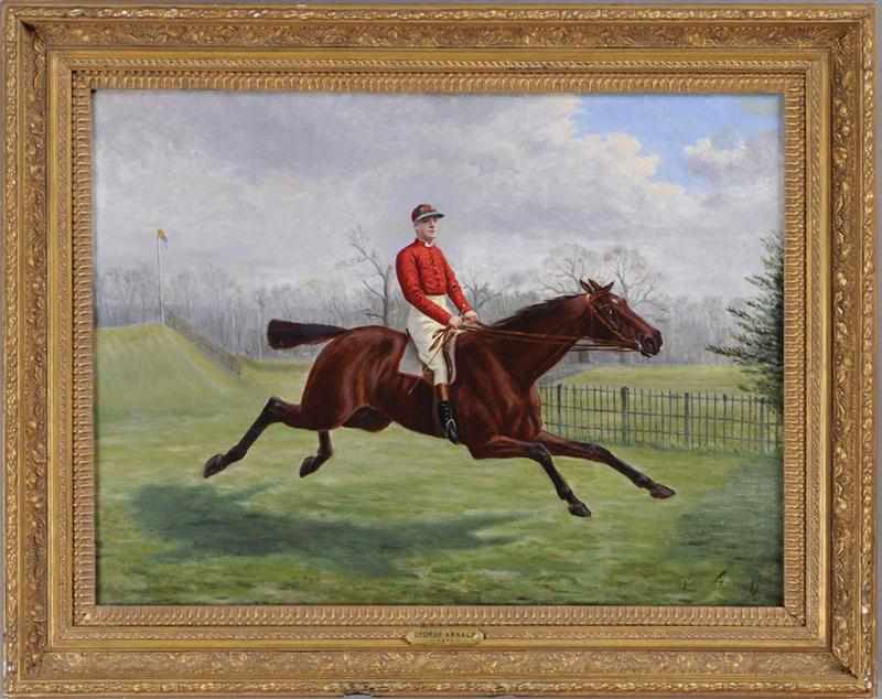 Appraisal: GEORGE ARNULL - SAM BASDEN IN RED SILKS ATOP A