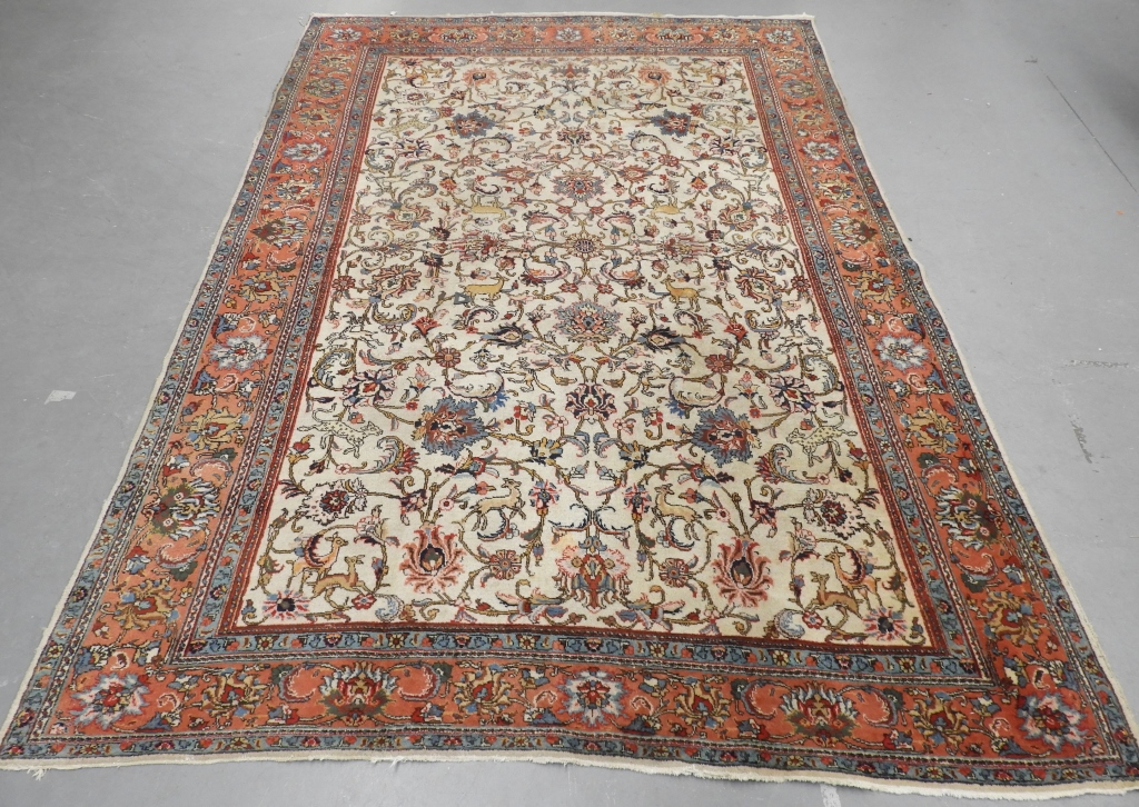 Appraisal: LG PERSIAN SCENIC ANIMAL ROOM SIZE CARPET RUG Persia Mid