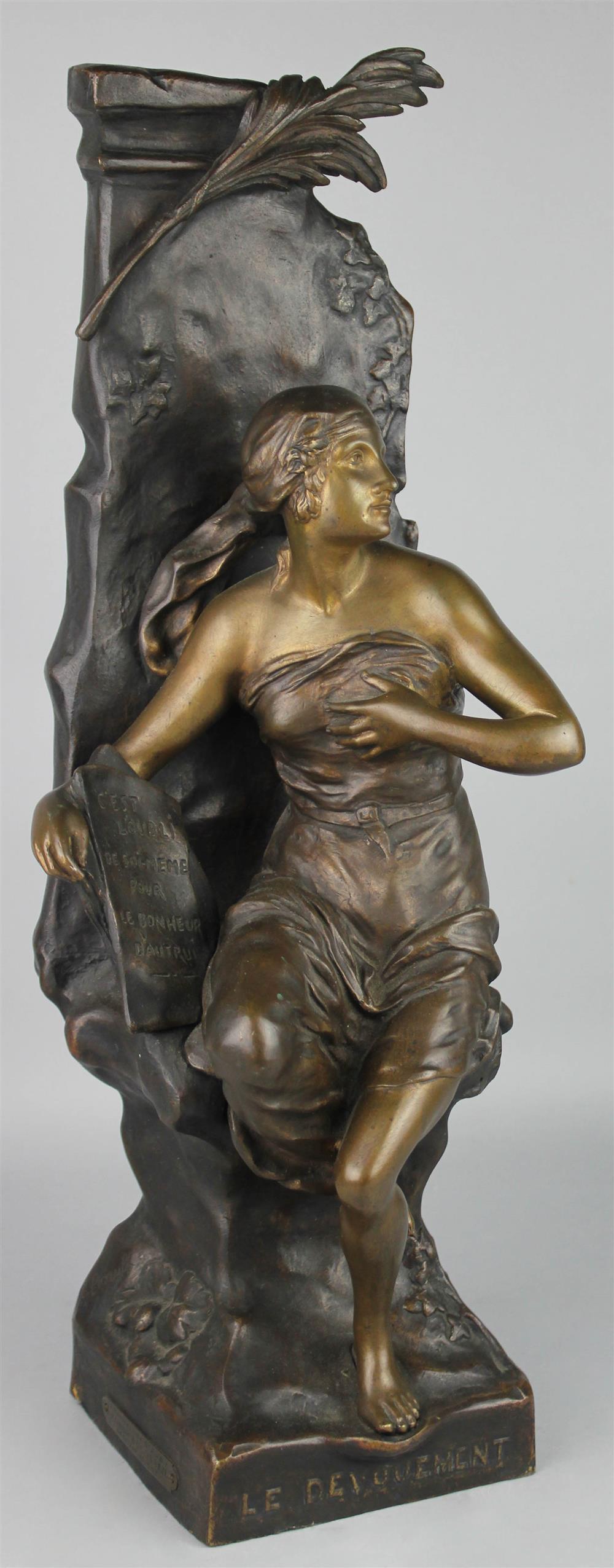 Appraisal: FRENCH BRONZE FIGURE OF A WOMAN REPRESENTING LE DEVOUEMENT CAST