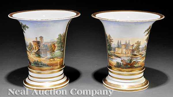 Appraisal: A Pair of Paris Porcelain Spill Vases c each with