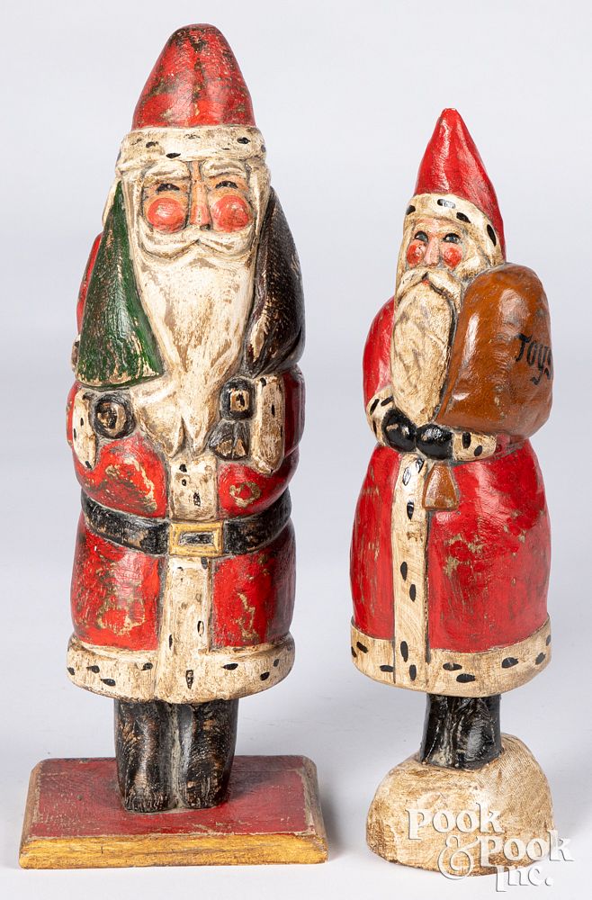 Appraisal: Two Pam Schifferl carved and painted Santa Claus Two Pam